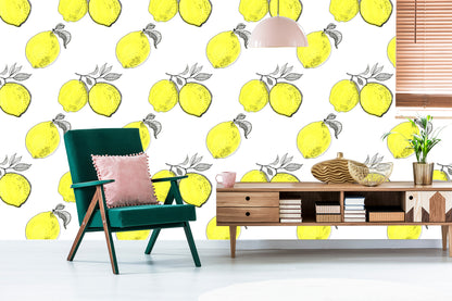 Wallpaper Lemon Fruit Leaves For The Kitchen