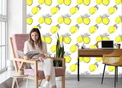 Wallpaper Lemon Fruit Leaves For The Kitchen
