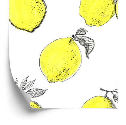 Wallpaper Lemon Fruit Leaves For The Kitchen
