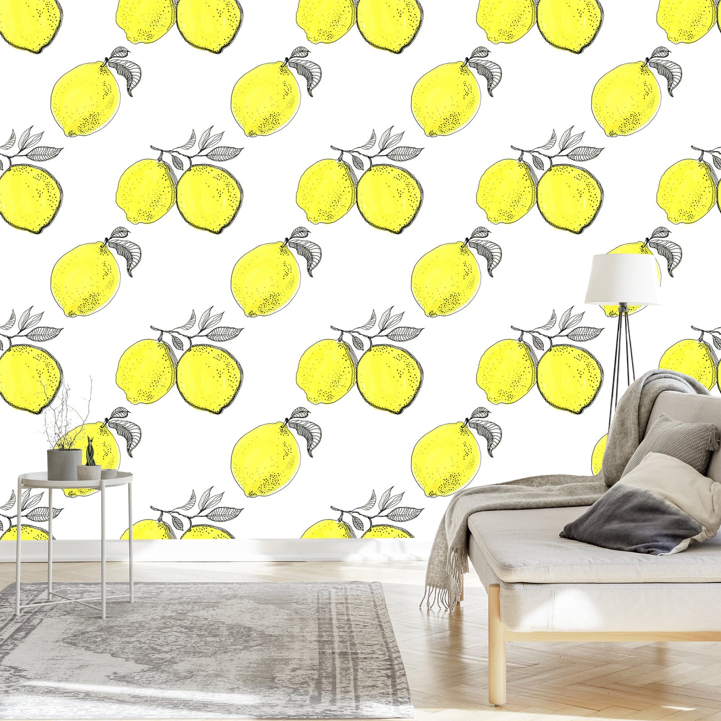 Wallpaper Lemon Fruit Leaves For The Kitchen