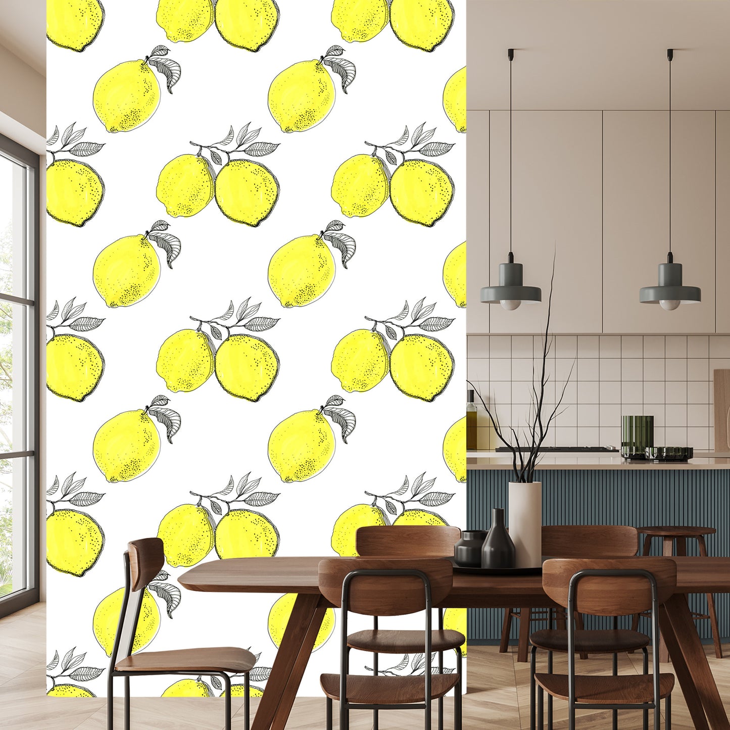 Wallpaper Lemon Fruit Leaves For The Kitchen