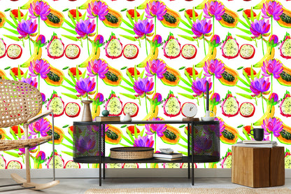 Wallpaper With Fruit Flowers For Kitchen Dining Room