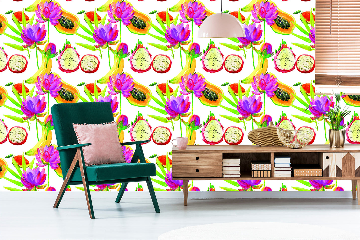 Wallpaper With Fruit Flowers For Kitchen Dining Room