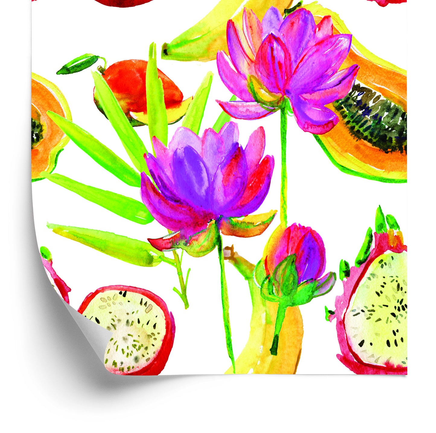 Wallpaper With Fruit Flowers For Kitchen Dining Room