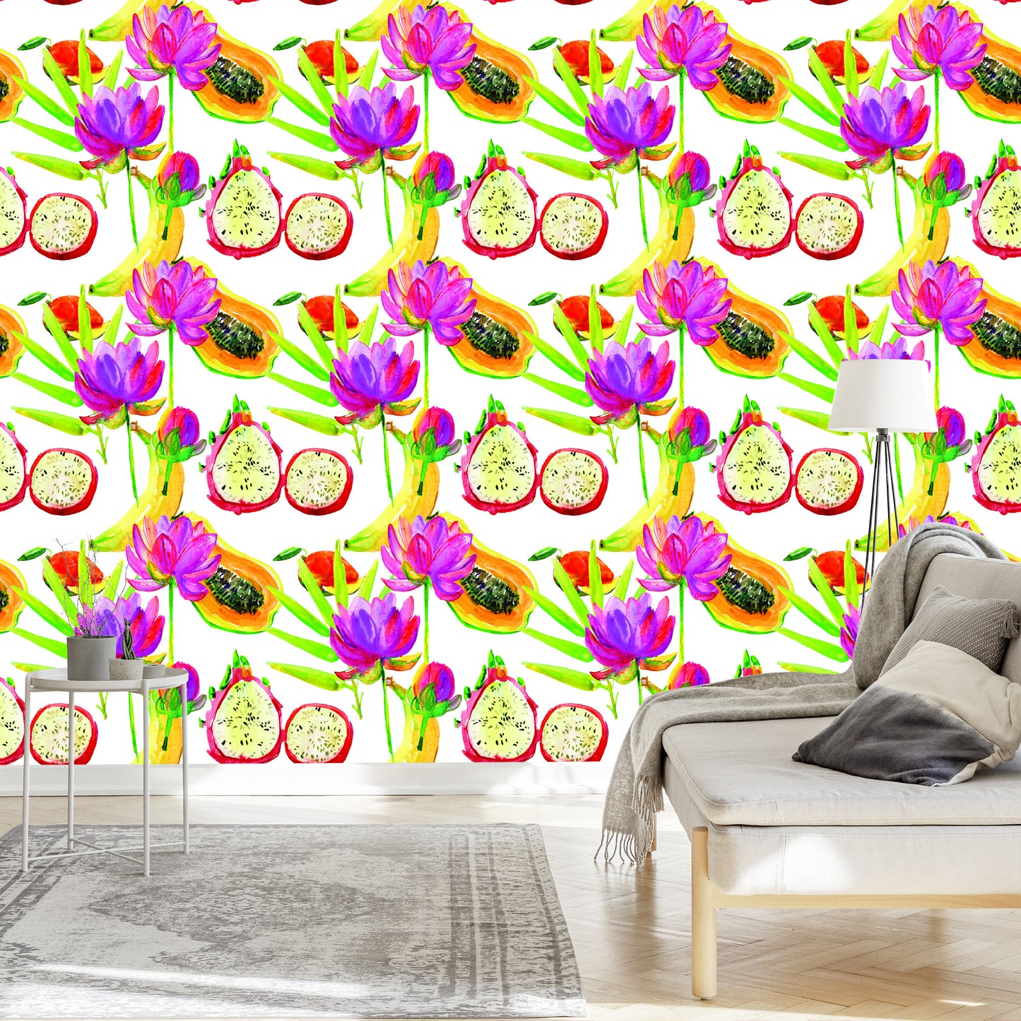 Wallpaper With Fruit Flowers For Kitchen Dining Room