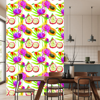 Wallpaper With Fruit Flowers For Kitchen Dining Room