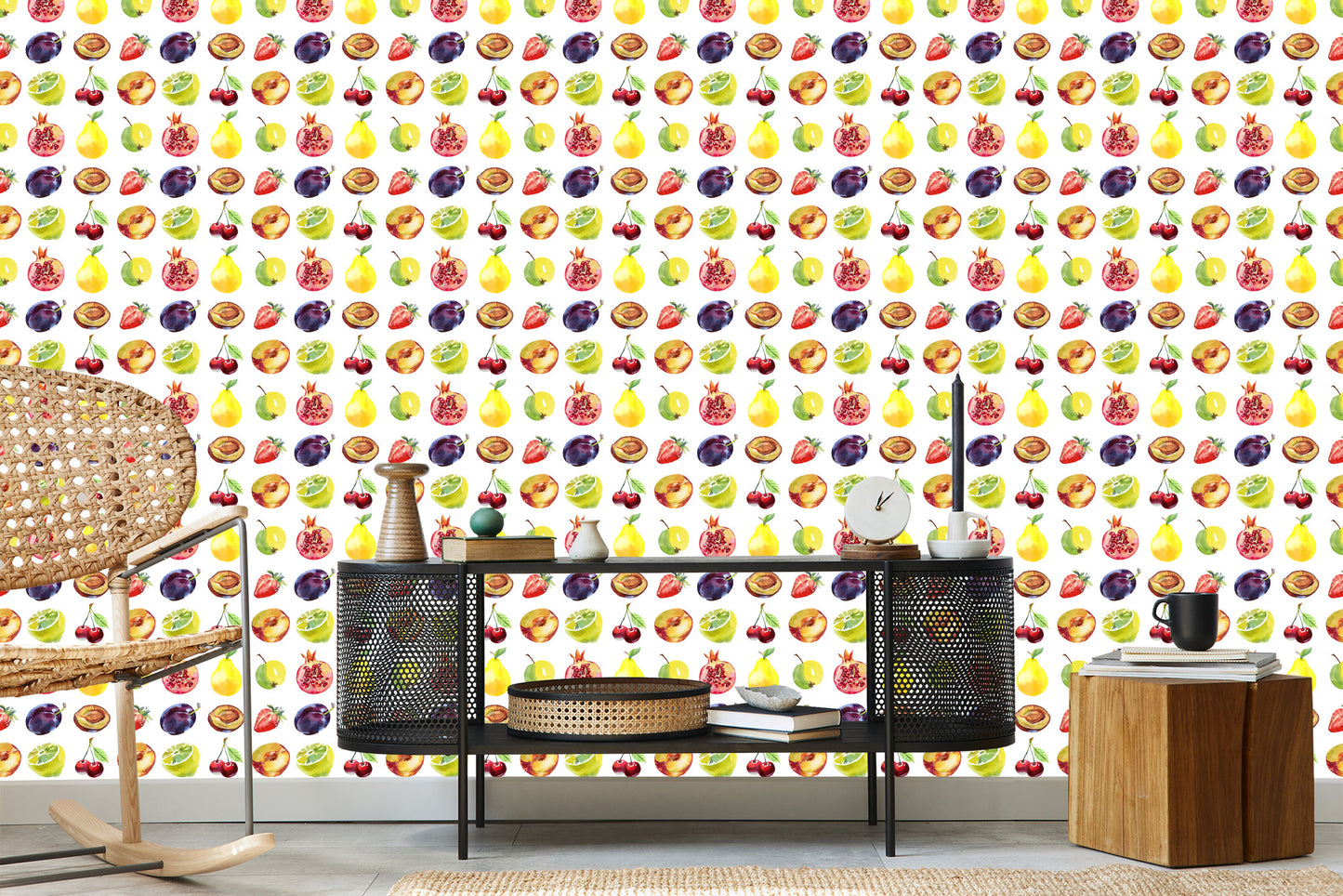 Wallpaper For The Kitchen, Fruits, Apples, Cherries,