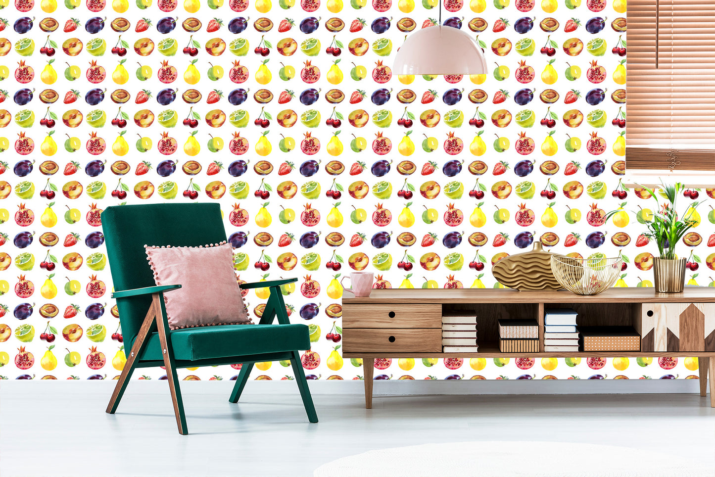 Wallpaper For The Kitchen, Fruits, Apples, Cherries,