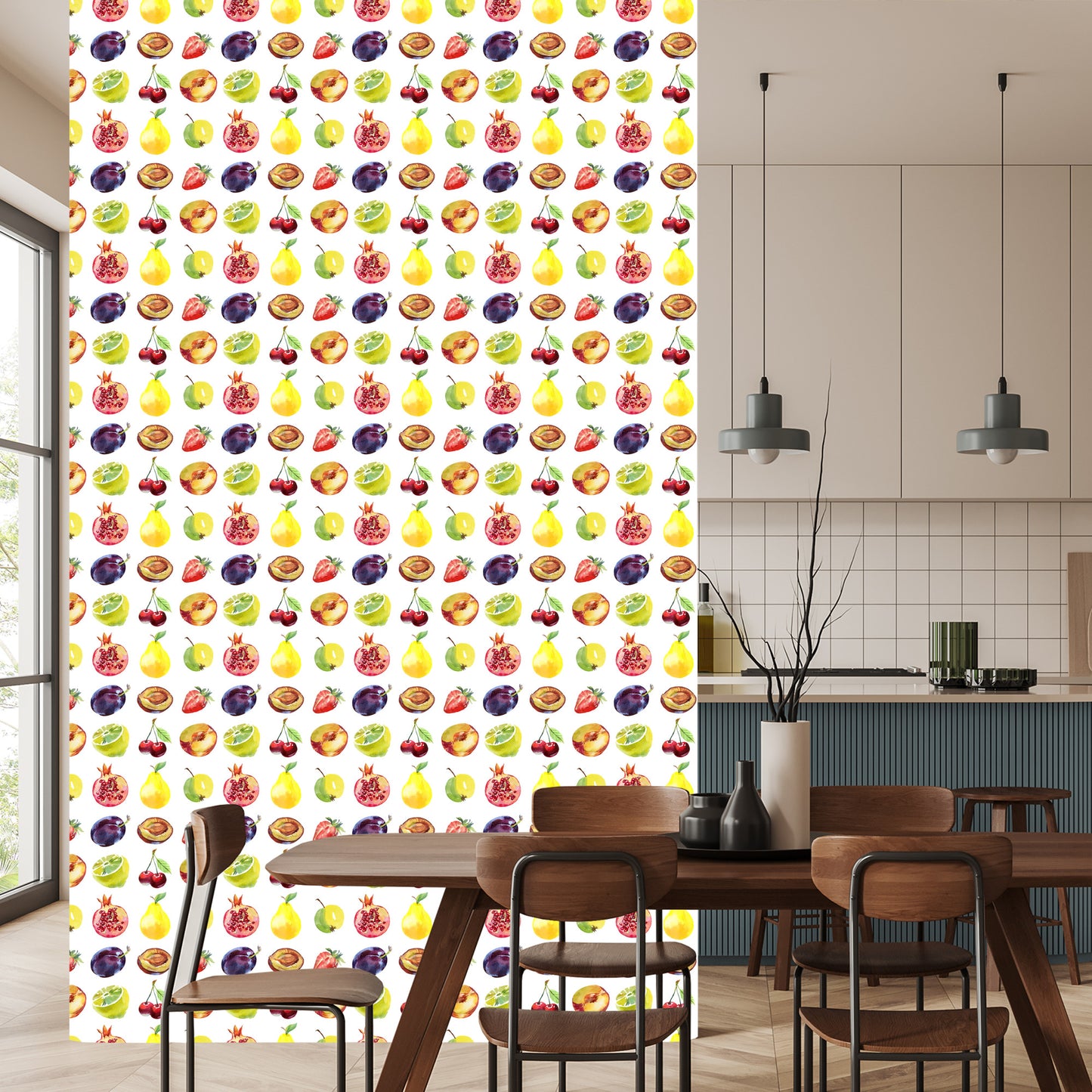 Wallpaper For The Kitchen, Fruits, Apples, Cherries,