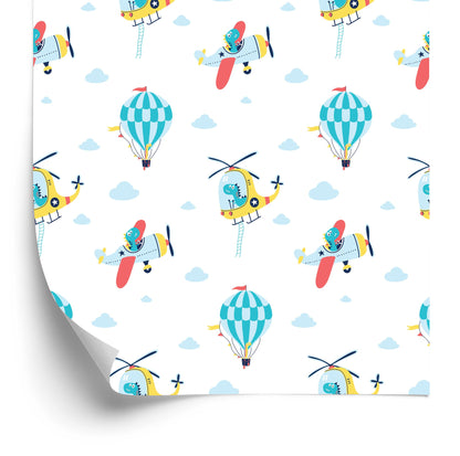 Wallpaper Colorful Airplane Balloons Children's Room