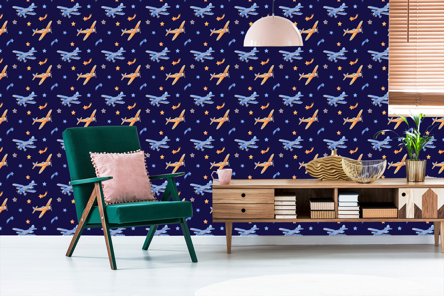 Wallpaper Retro Airplanes With Stars