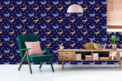 Wallpaper Retro Airplanes With Stars