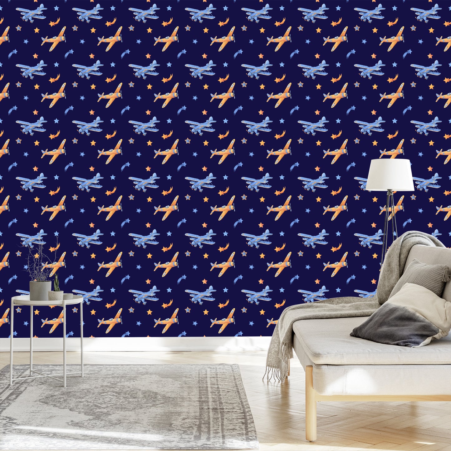 Wallpaper Retro Airplanes With Stars
