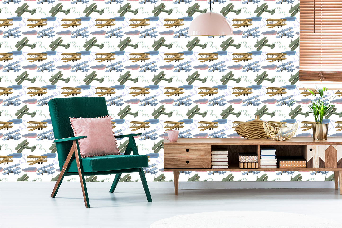 Wallpaper Retro Airplanes With Clouds