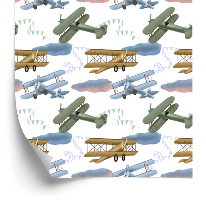 Wallpaper Retro Airplanes With Clouds
