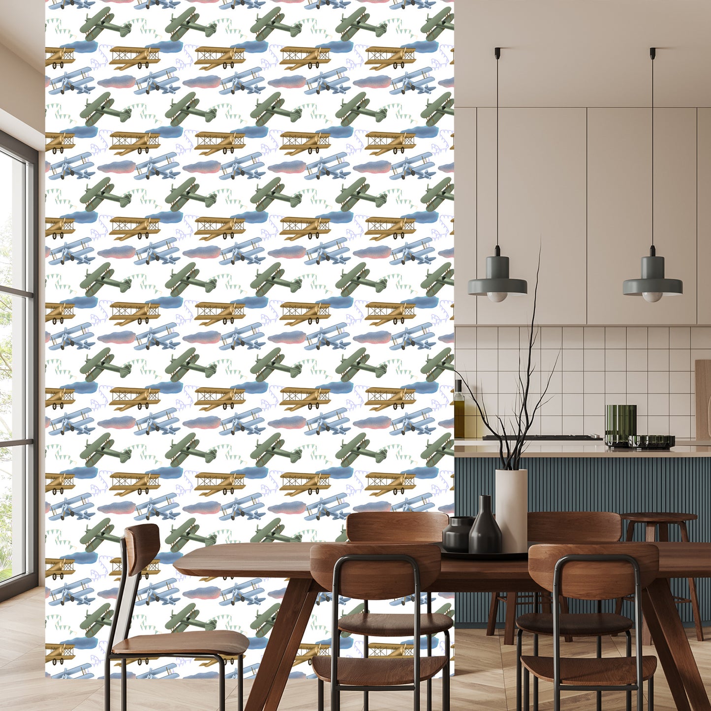 Wallpaper Retro Airplanes With Clouds