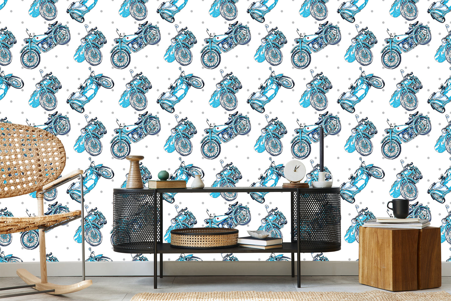 Wallpaper Blue Vintage Motorcycles