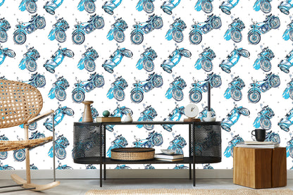 Wallpaper Blue Vintage Motorcycles