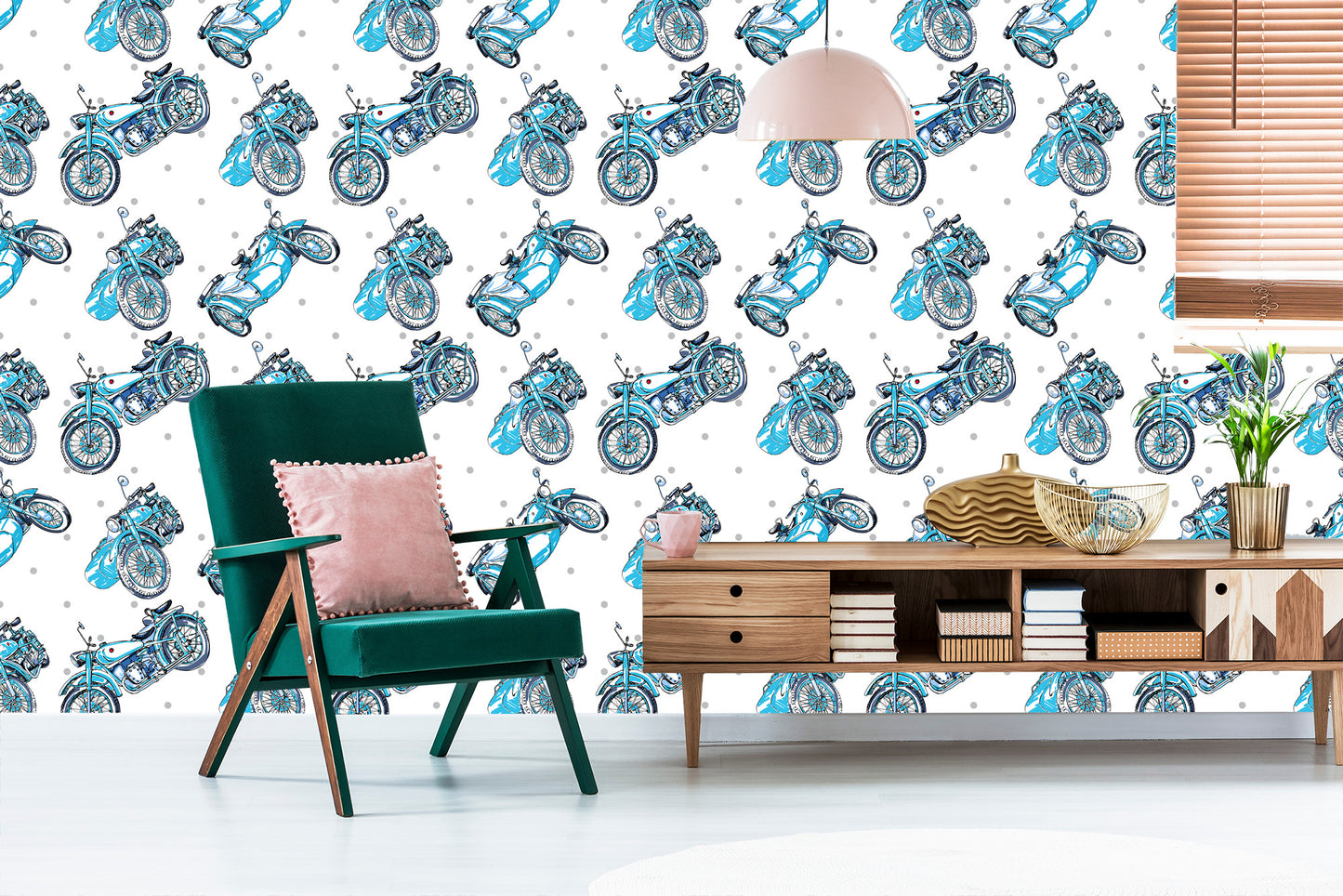 Wallpaper Blue Vintage Motorcycles