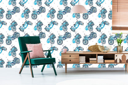 Wallpaper Blue Vintage Motorcycles