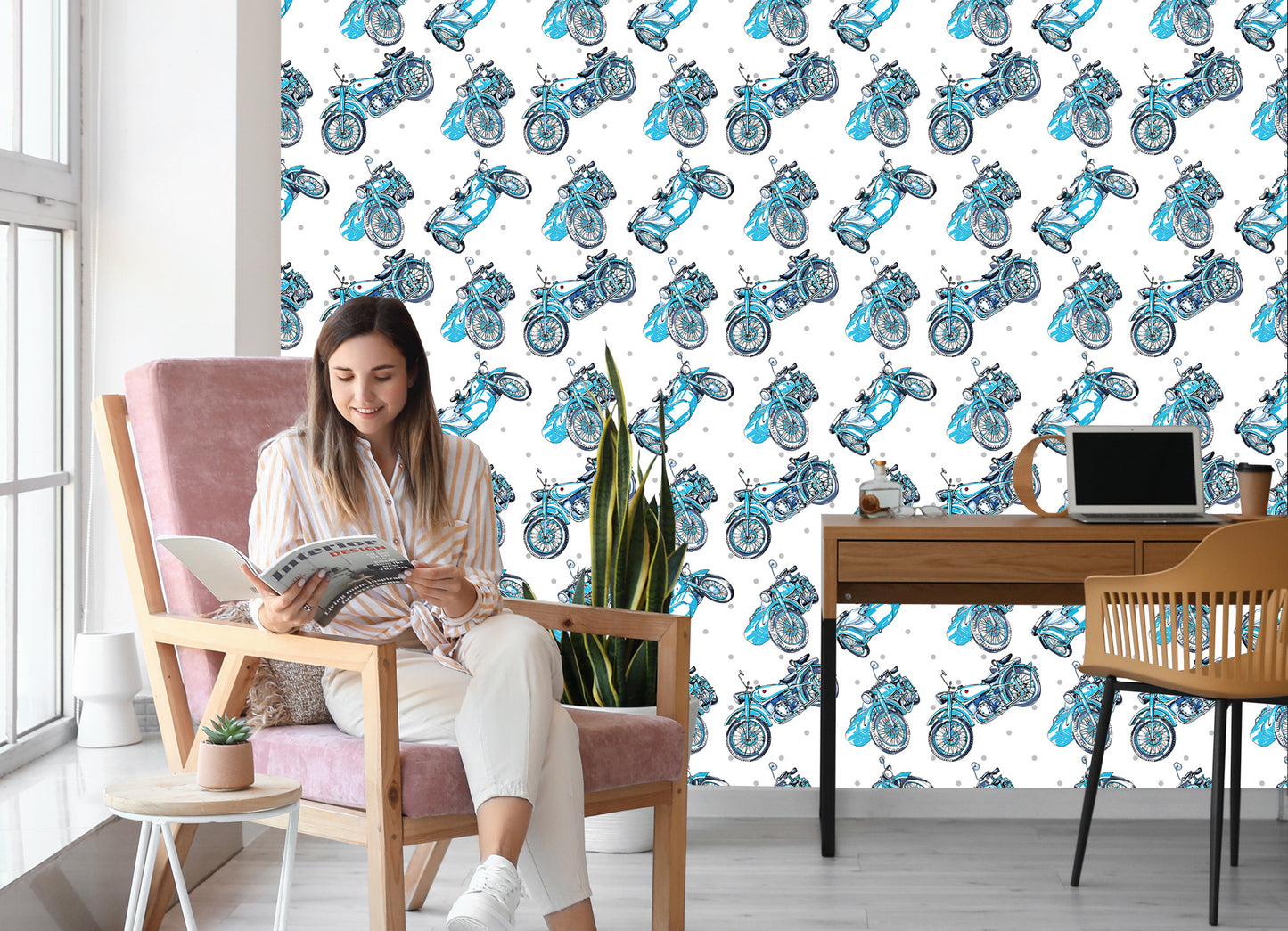 Wallpaper Blue Vintage Motorcycles