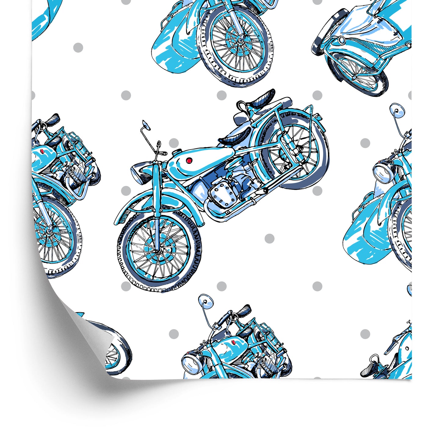 Wallpaper Blue Vintage Motorcycles