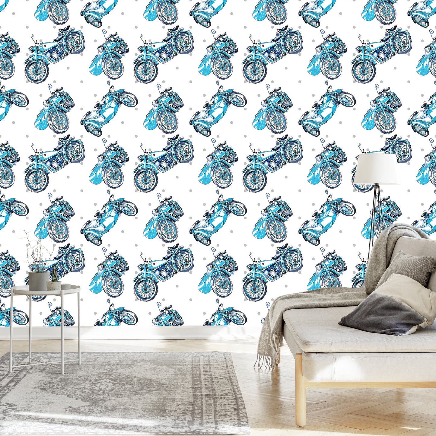 Wallpaper Blue Vintage Motorcycles