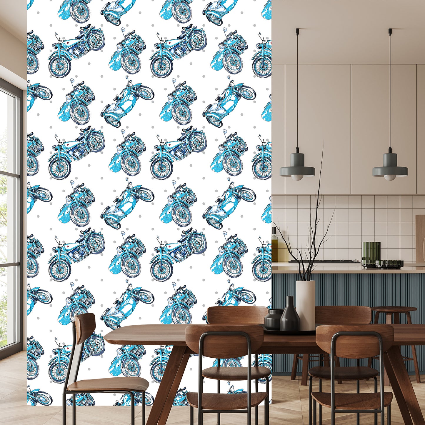 Wallpaper Blue Vintage Motorcycles