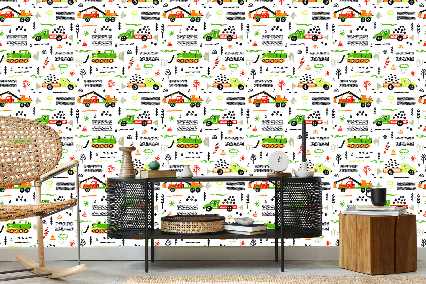 Wallpaper For Children. Trucks. Excavators. Cars