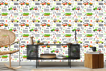 Wallpaper For Children. Trucks. Excavators. Cars