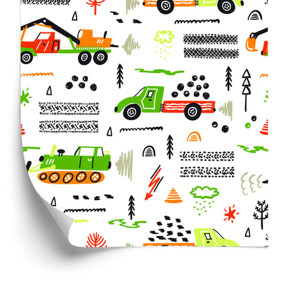 Wallpaper For Children. Trucks. Excavators. Cars
