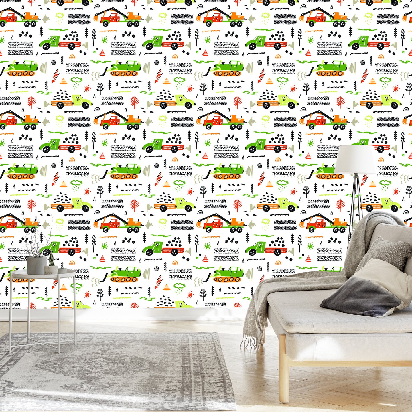Wallpaper For Children. Trucks. Excavators. Cars