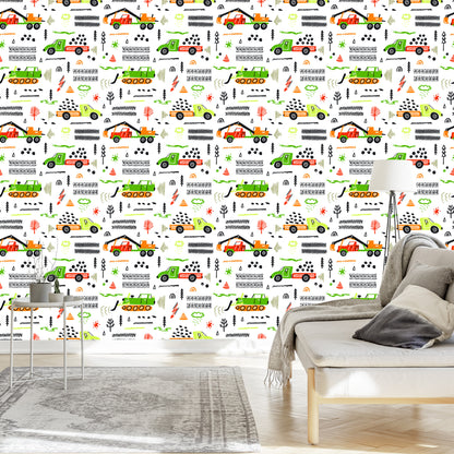 Wallpaper For Children. Trucks. Excavators. Cars