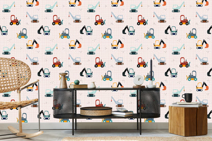 Wallpaper For Children. Vehicles. Machines. Excavators