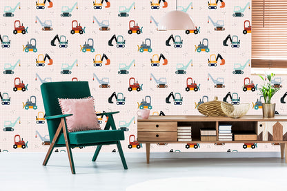 Wallpaper For Children. Vehicles. Machines. Excavators