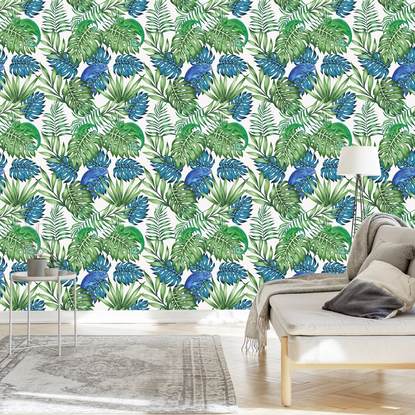 Wallpaper Exotic Chameleon Leaves