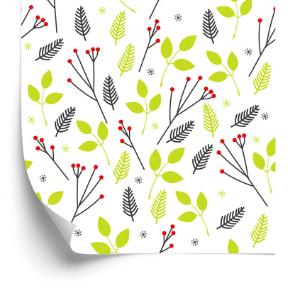 Wallpaper For Children - Green Leaves And Red Berries
