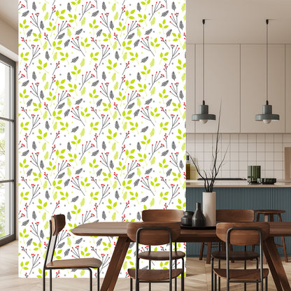 Wallpaper For Children - Green Leaves And Red Berries