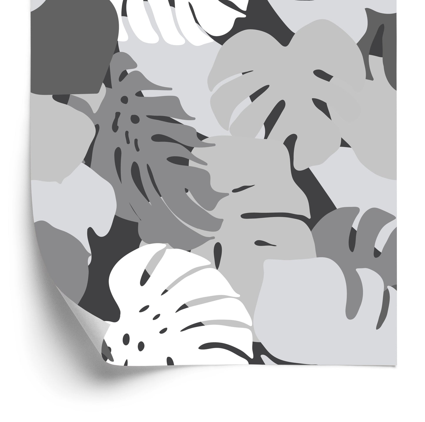 Wallpaper Gray Tropical Leaves