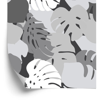 Wallpaper Gray Tropical Leaves