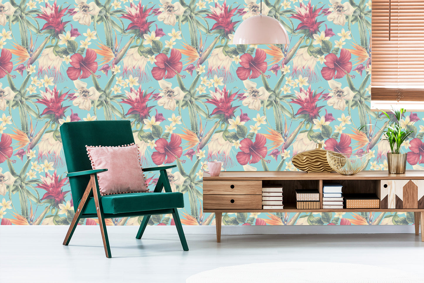 Wallpaper Tropical Plants In Pastels