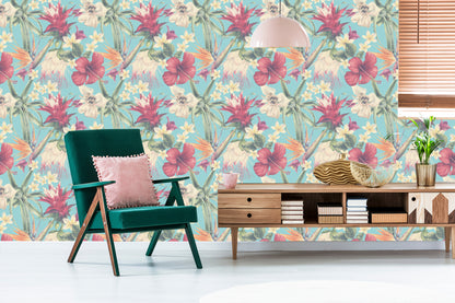 Wallpaper Tropical Plants In Pastels