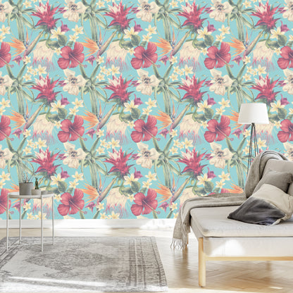 Wallpaper Tropical Plants In Pastels