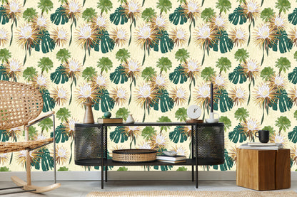 Wallpaper Bright Flowers With Leaves In The Background