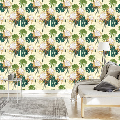 Wallpaper Bright Flowers With Leaves In The Background