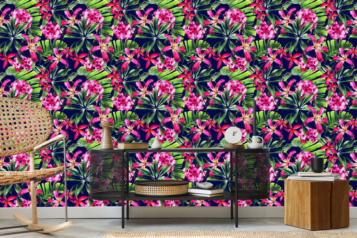 Wallpaper Exotic Flowers Leaves