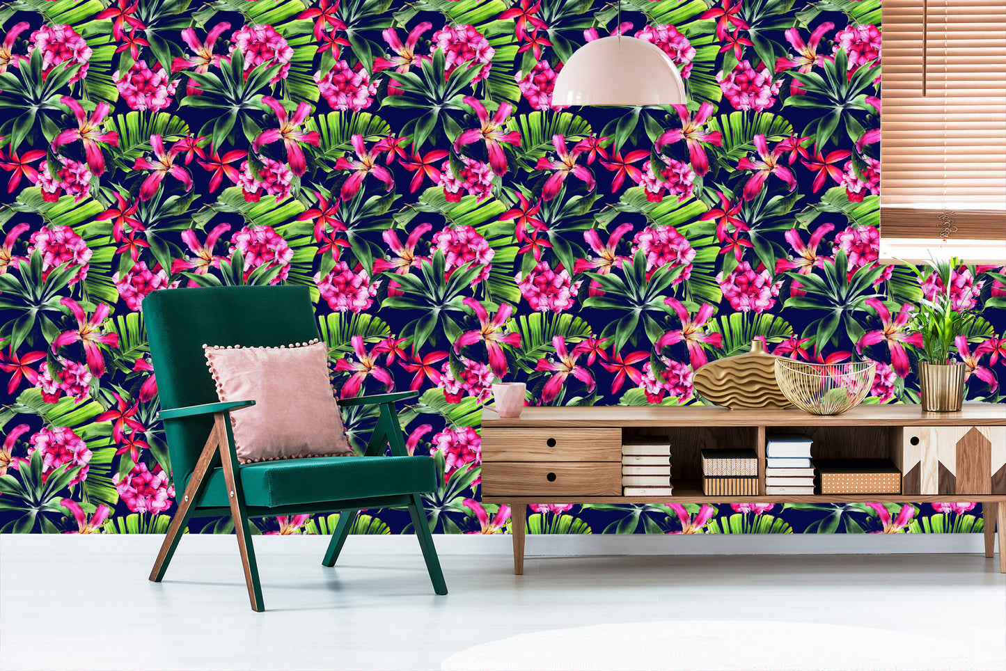 Wallpaper Exotic Flowers Leaves