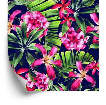 Wallpaper Exotic Flowers Leaves
