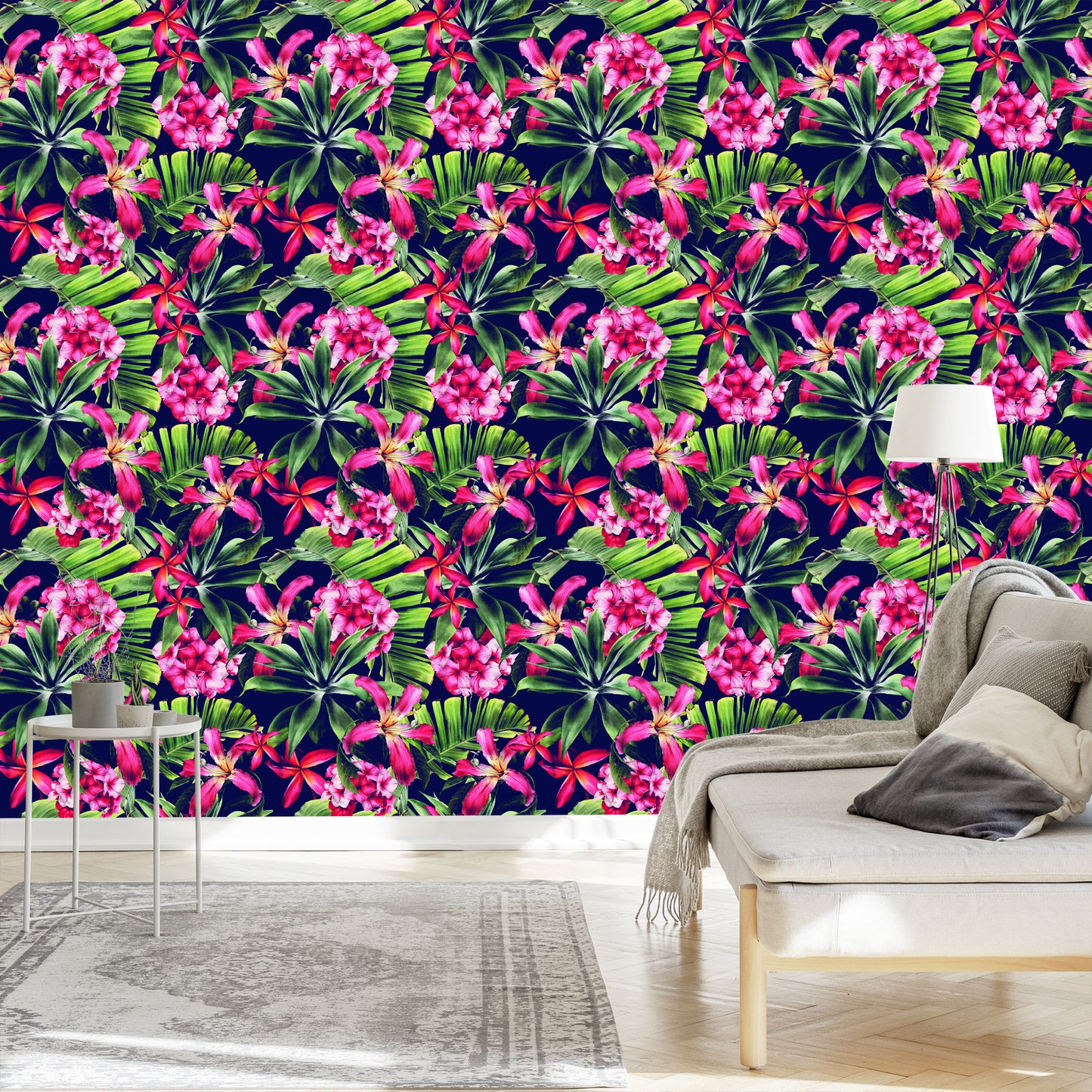 Wallpaper Exotic Flowers Leaves