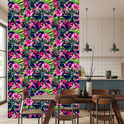Wallpaper Exotic Flowers Leaves